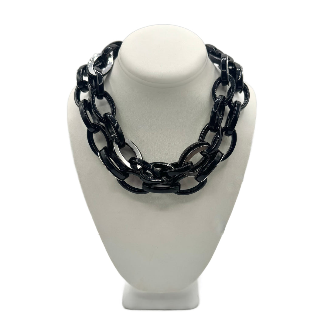 Mirella Jet Black Silver/Resin Chain