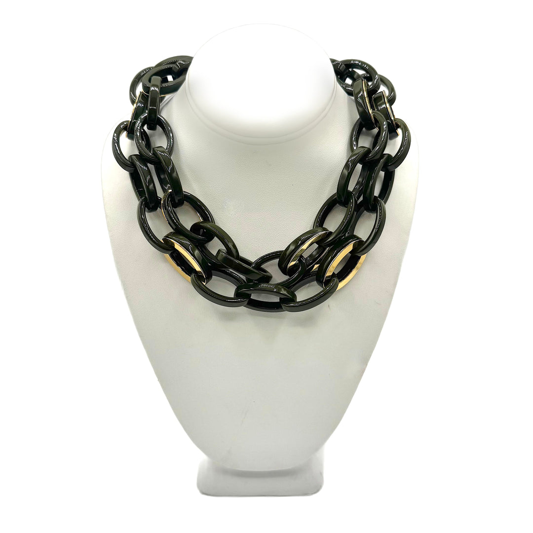 Mirella Marble Olive Gold/Resin Chain