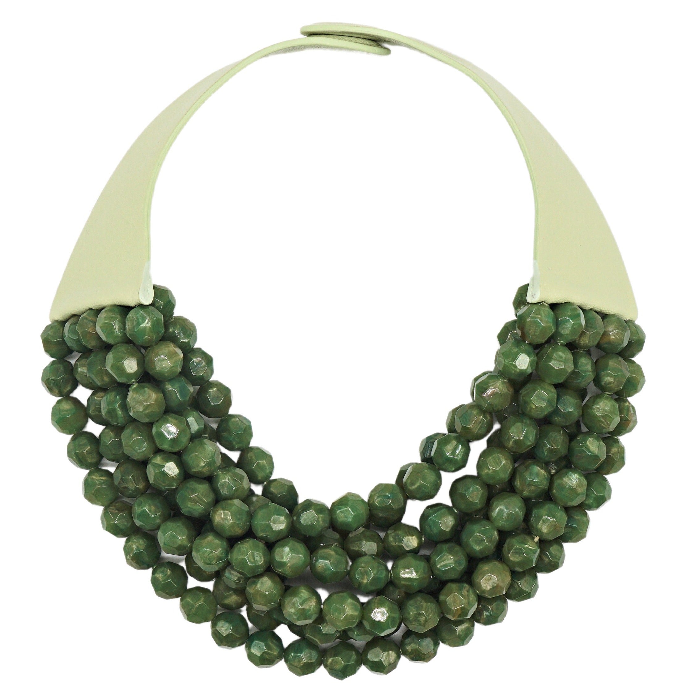 Marble Green Leaf Aqua Necklace