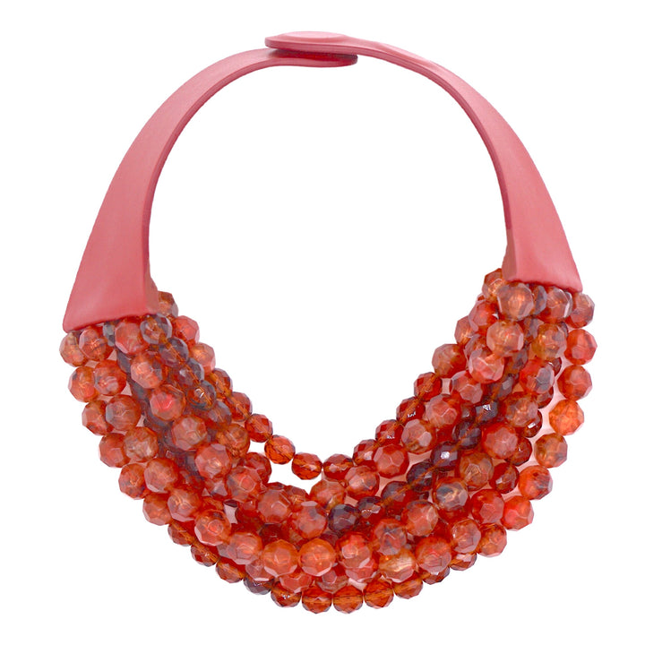 Sabrina Two Tone Winter Coral/Tortoise Necklace