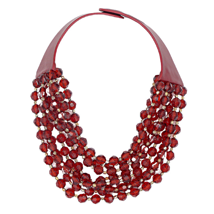 Bella Luxe Long Opaline Red Necklace