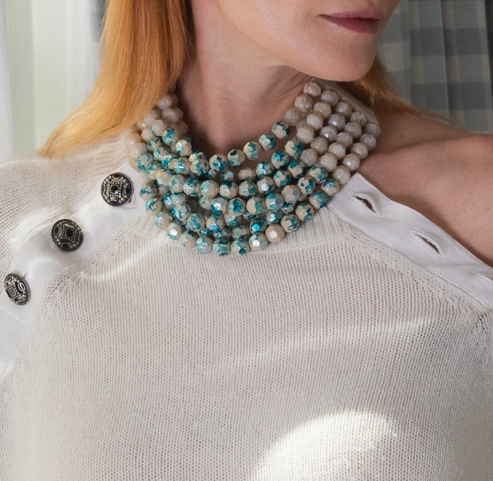 Hand Painted Gradated Bella Champagne Turquoise Necklace