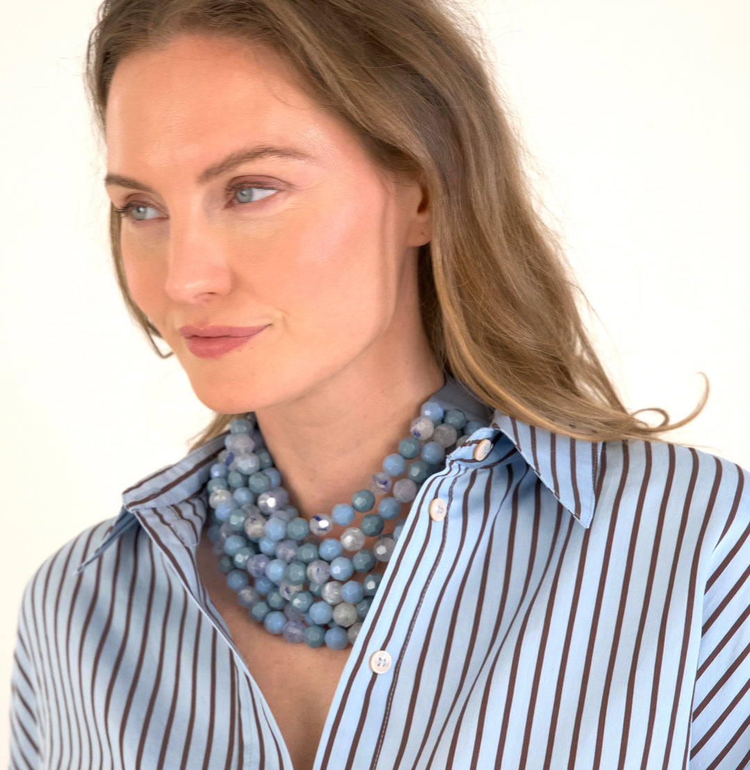 Bella Three Tone Cornflower Blue Necklace -  Fairchild Baldwin
