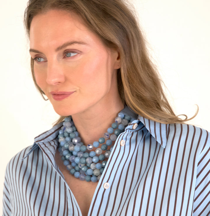 Bella Three Tone Cornflower Blue Necklace -  Fairchild Baldwin