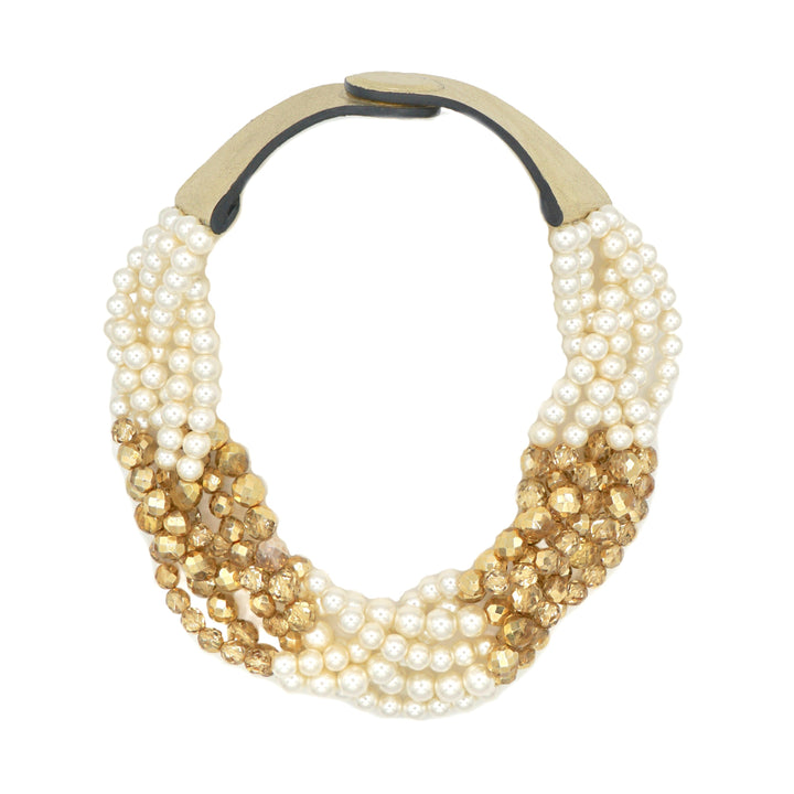 Olympia Braided Gold Glass & Pearl Necklace