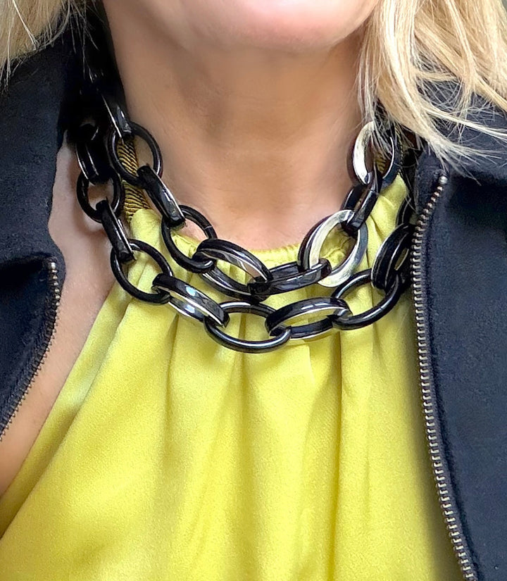 Harper Jet Black Silver Necklace