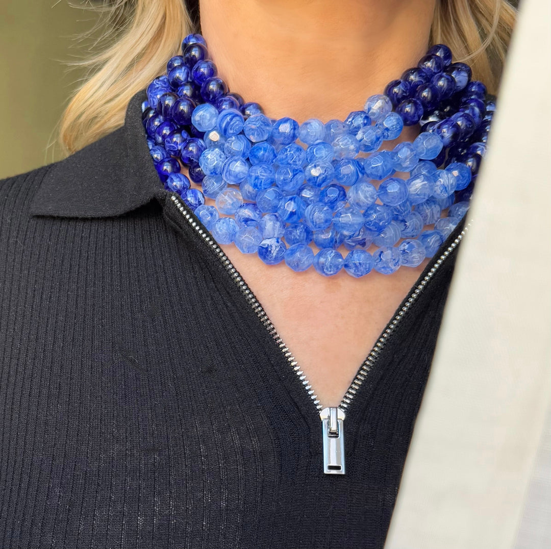 Bella Two Tone Beach Blue and Deep Lapis Necklace