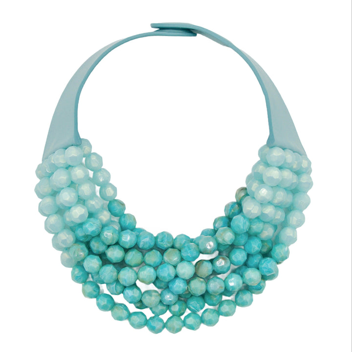Gradated Bella Pearlized Turquoise Blue Necklace