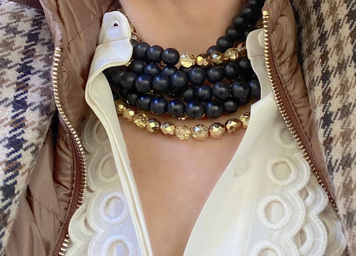 Sabrina Gold Matte Black Necklace