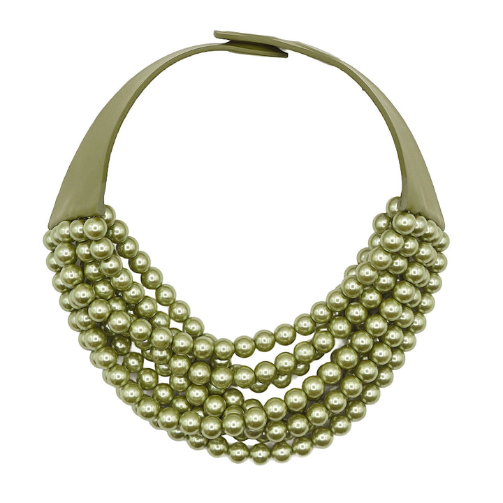 Bella Glass Pearl Summer Olive Necklace