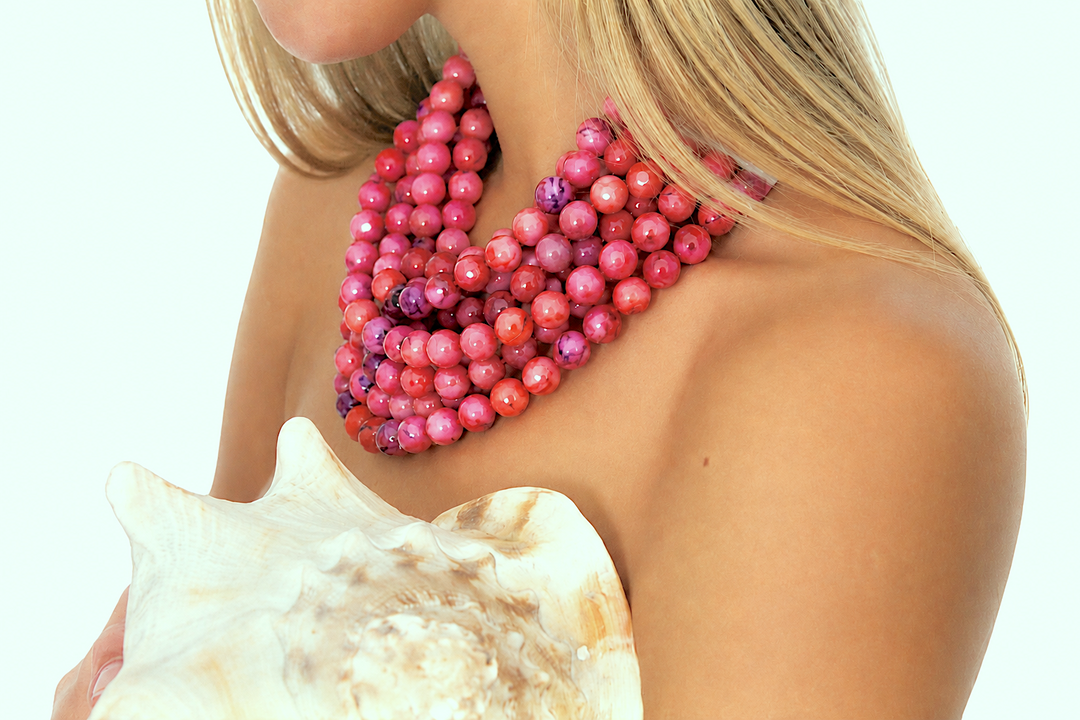 Round Bella Marble Strawberry Necklace -  Fairchild Baldwin
