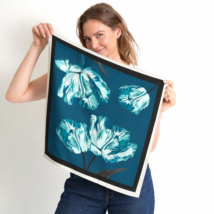 Parrot Tulip Midnight Blue Scarf -  Fairchild Baldwin