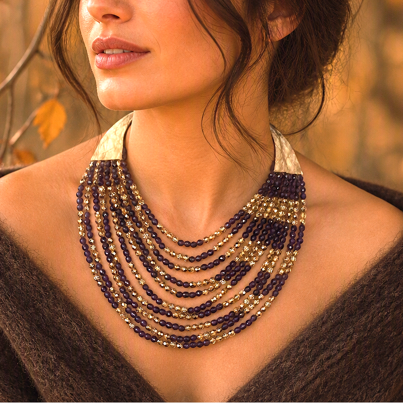 Alma Gold Jet Necklace