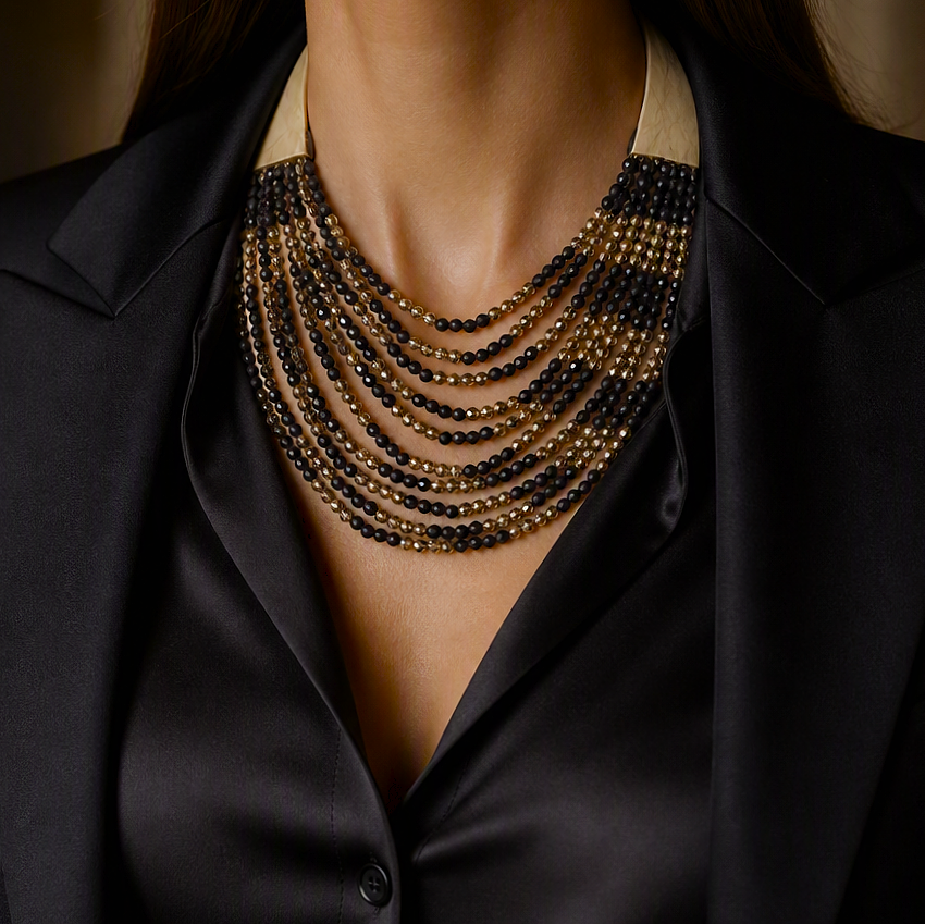 Alma Gold Jet Necklace