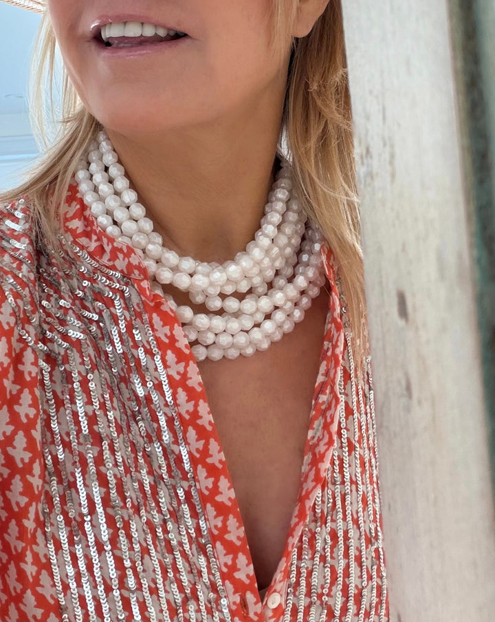 Medium Bella Pearlized White Necklace -  Fairchild Baldwin