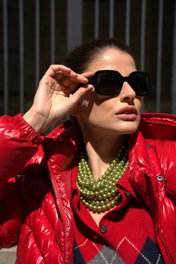 Bella Glass Pearl Summer Olive Necklace