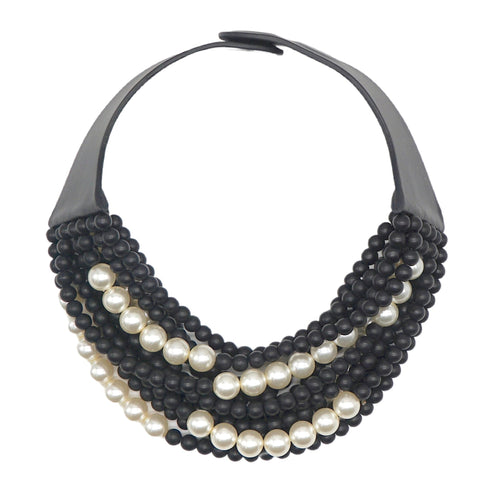 Marcella Black Matte/Pearl Necklace