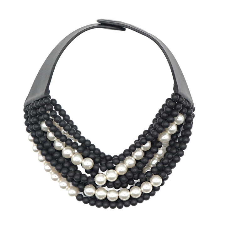 Marcella Black Matte Pearl Necklace
