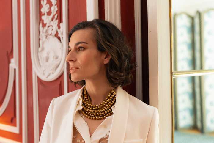 Bella Metallic Gold Pearl Necklace