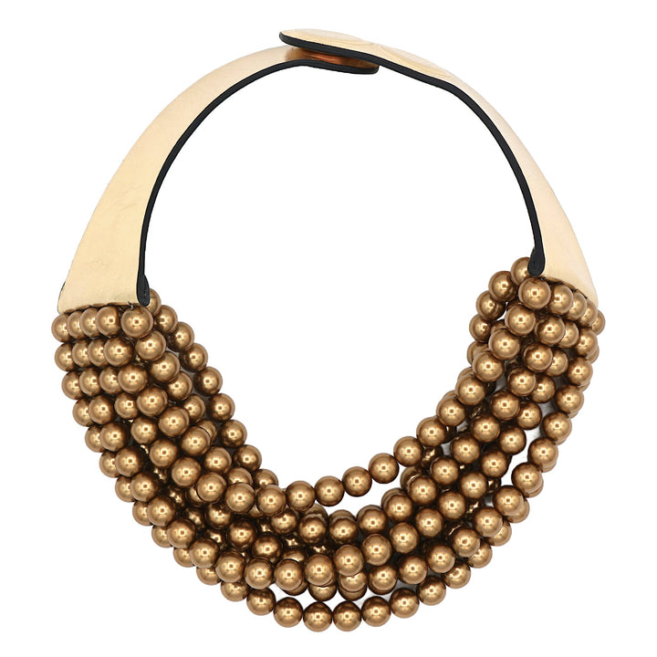 Bella Metallic Gold Pearl Necklace
