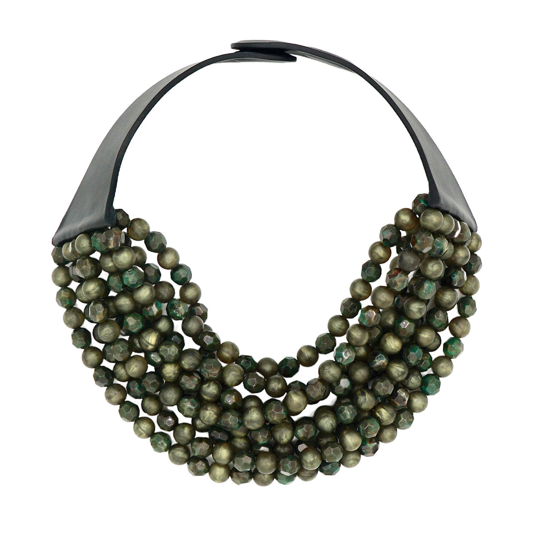 Medium Bella Matte Marble Olive Necklace