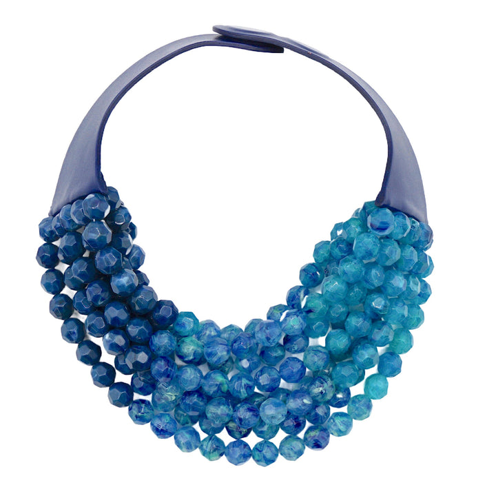 Bella Three Tone  Gradated Marble Blue Lagoon Necklace