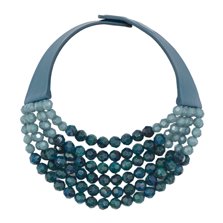 Lucia Marble Teal Iris Blue Necklace