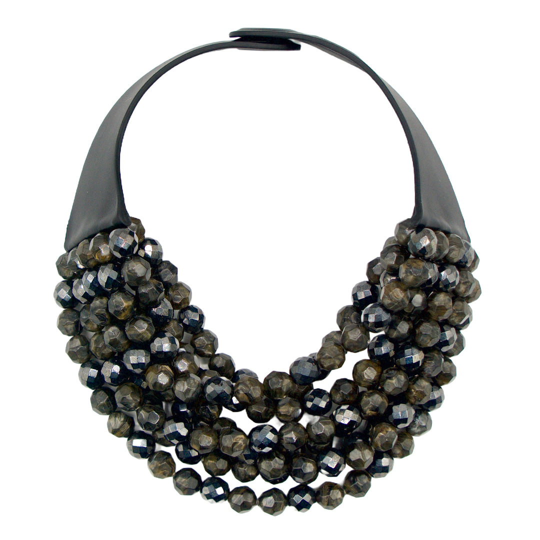 Bella Two Tone Glass Emerald Shimmer Hematite Necklace -  Fairchild Baldwin