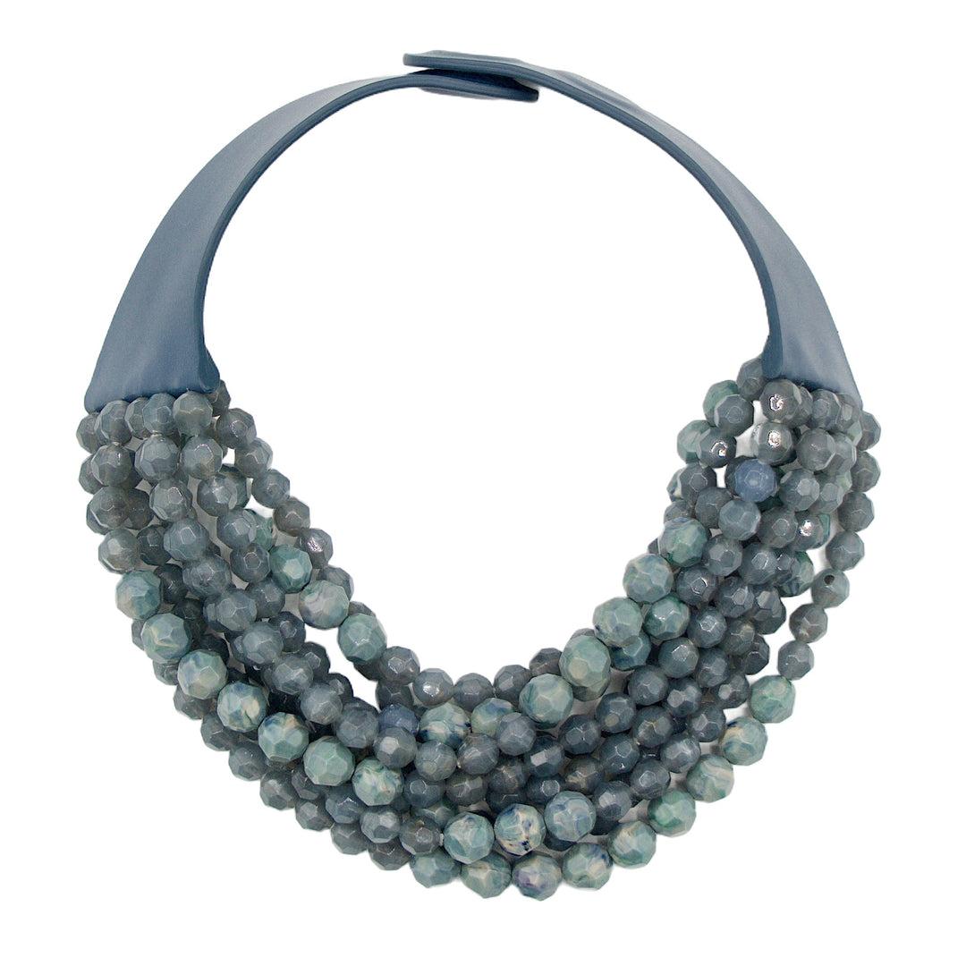 Bella Grace Marble Dusty Blue Necklace -  Fairchild Baldwin