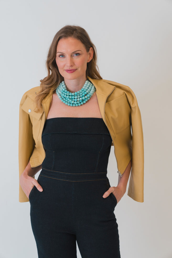 Gradated Bella Pearlized Turquoise Blue Necklace