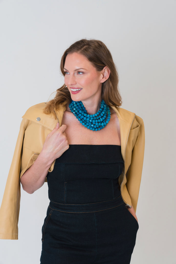 Gradated Bella Marble Sea Blue Necklace