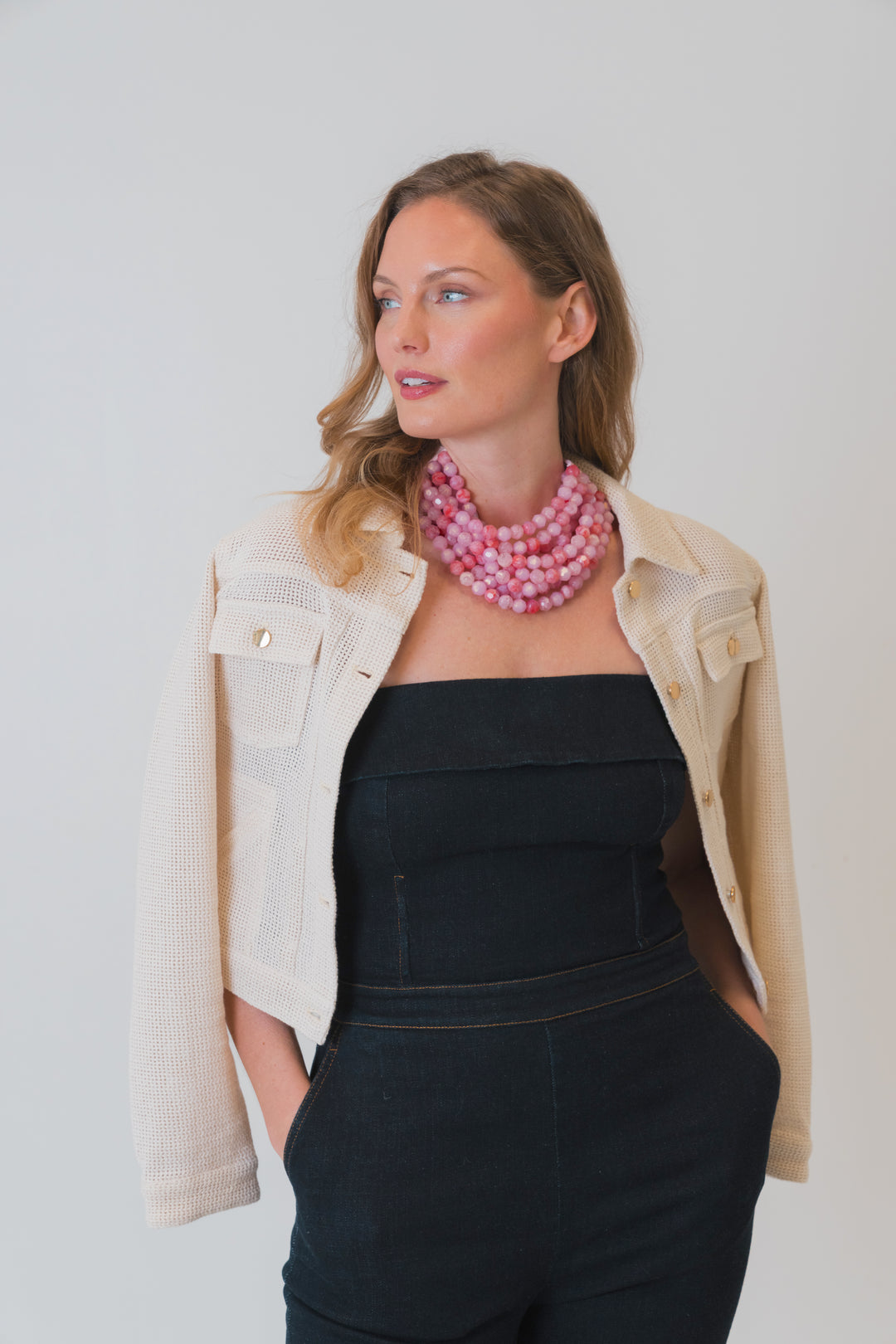 Bella Three Tone Marble Rose Pink Necklace