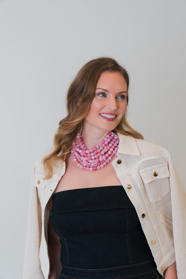 Bella Three Tone Marble Rose Pink Necklace