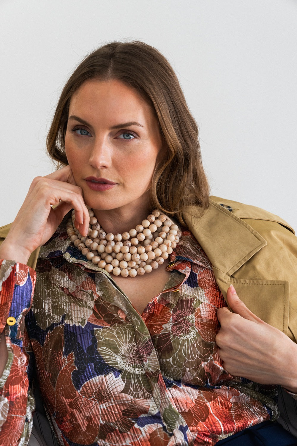 Round Bella Marble Horn Necklace