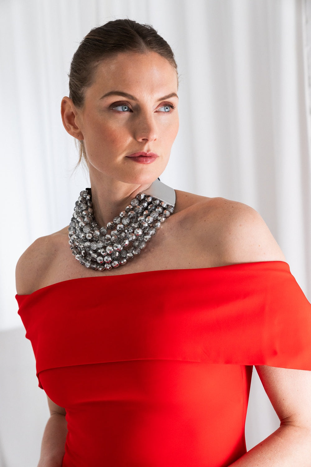 Bella Holiday Crystal Silver on Black Collar Necklace