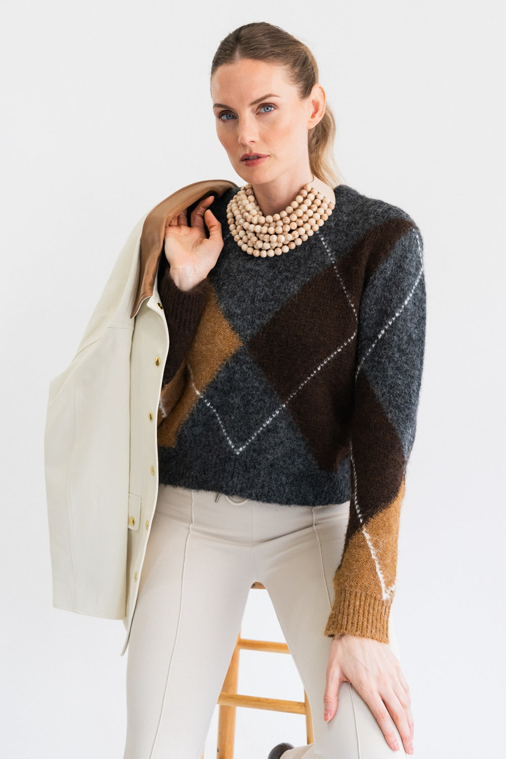 Round Bella Marble Horn Necklace