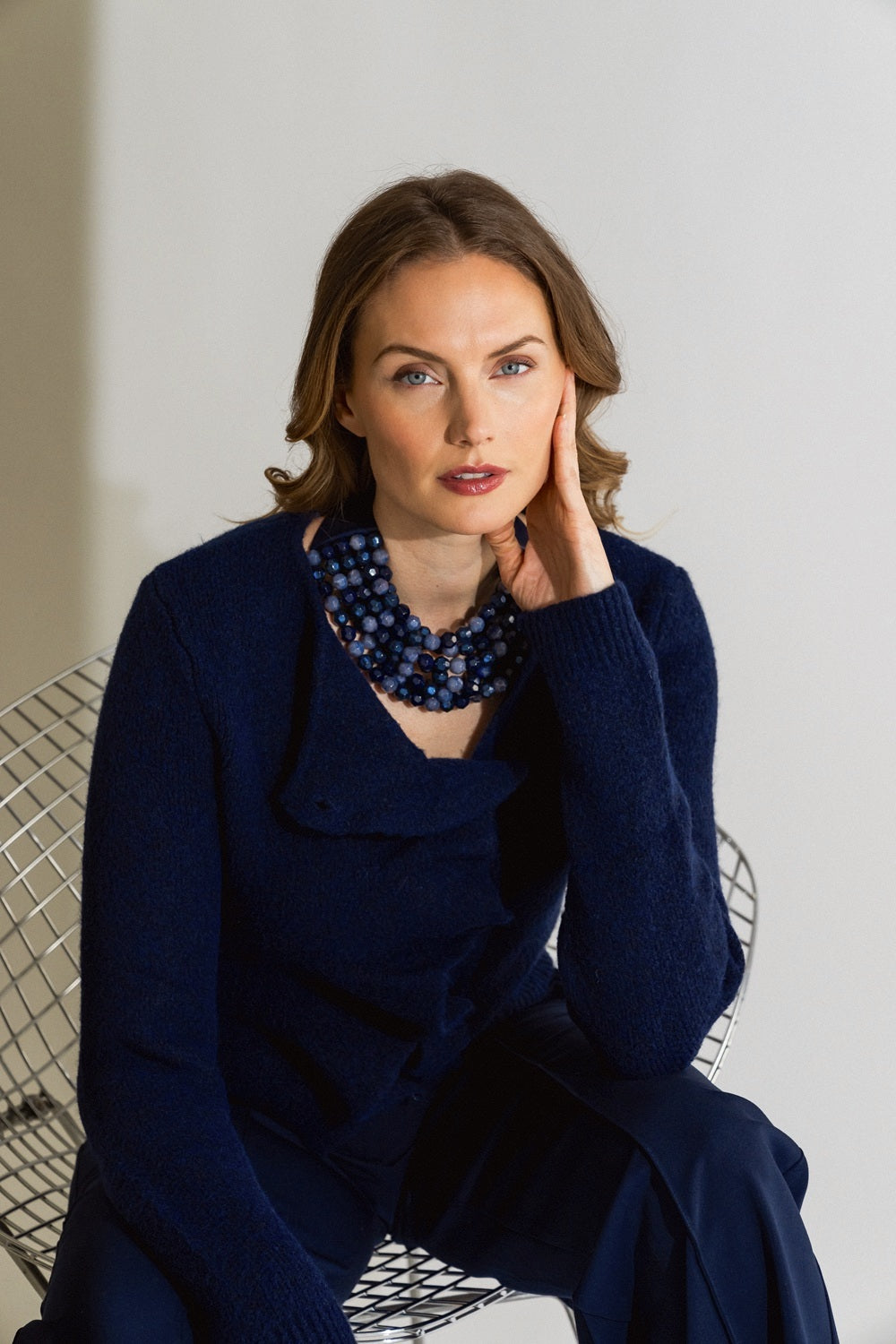 Bella Three Tone Winter Navy Necklace