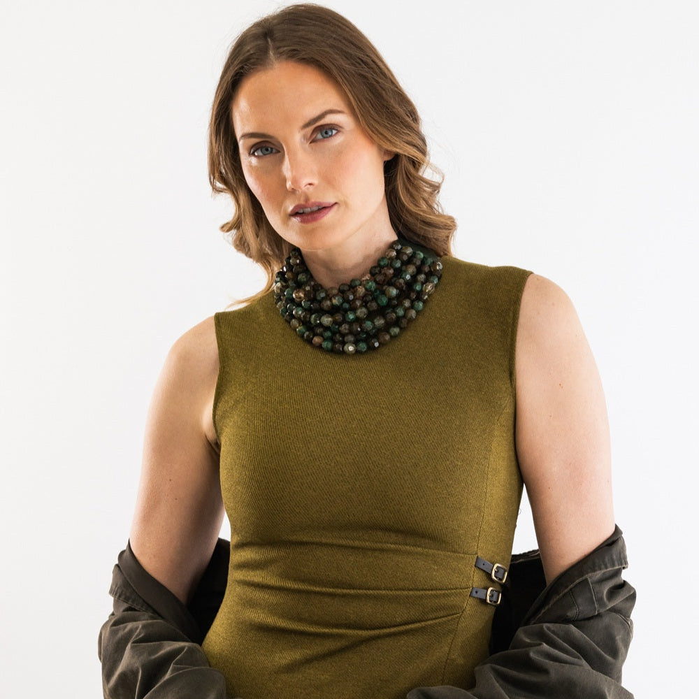 Bella Three Tone Forest Green Necklace