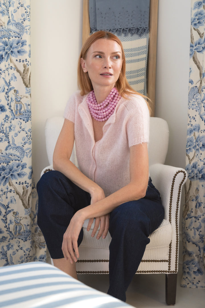 Bella Pearlized Rose Pink Necklace