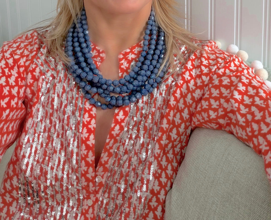Helena Blue Denim Necklace