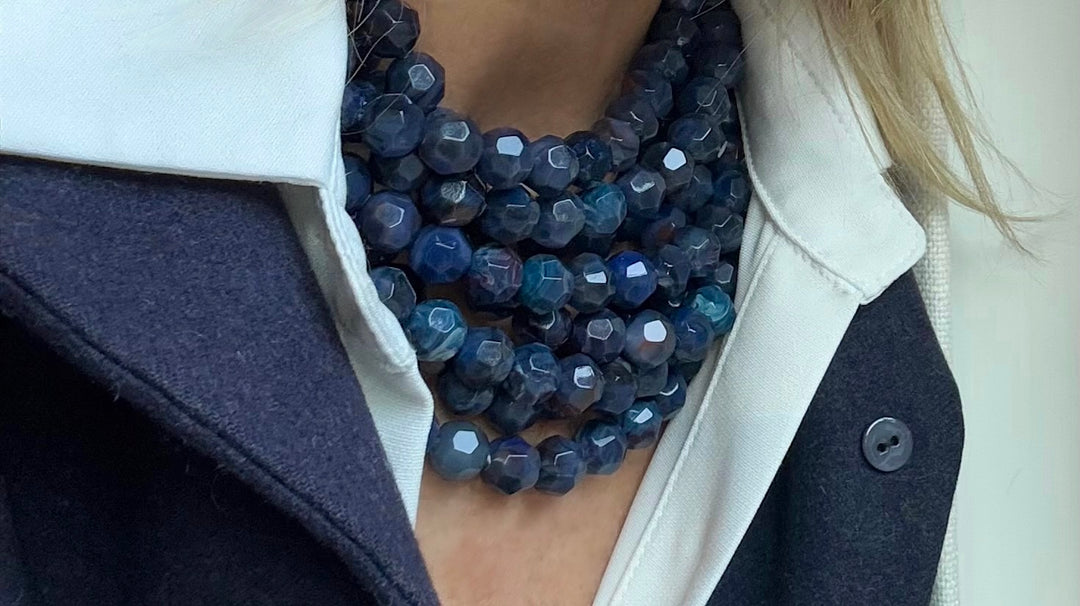 Bella Mystic Marble Blue Necklace