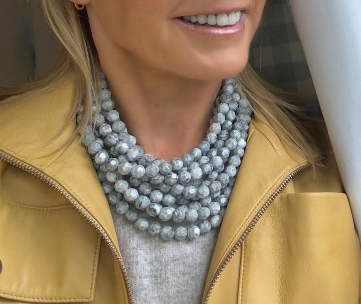Medium Bella Marble Graphite Necklace