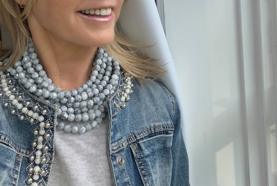 Medium Bella Marble Graphite Necklace