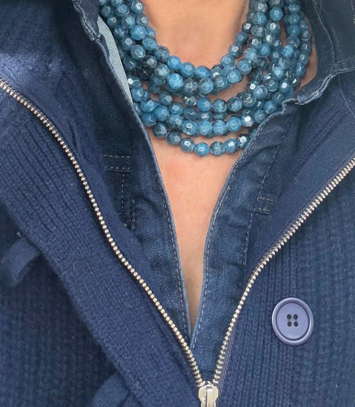 Medium Bella Teal Blue Jean Necklace