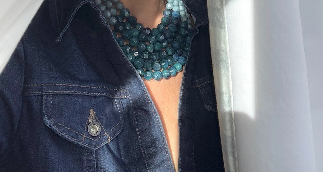 Lucia Marble Teal Iris Blue Necklace