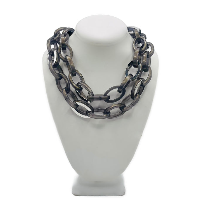 Mirella Slate Grey Silver/Resin Chain Link Necklace
