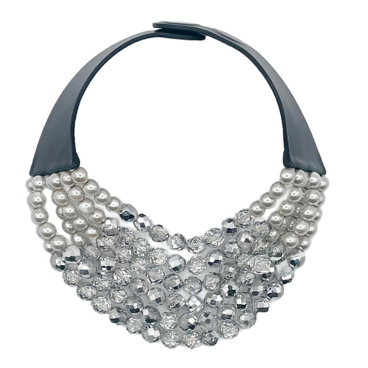 Lucia Crystal Silver Glass Pearl Necklace