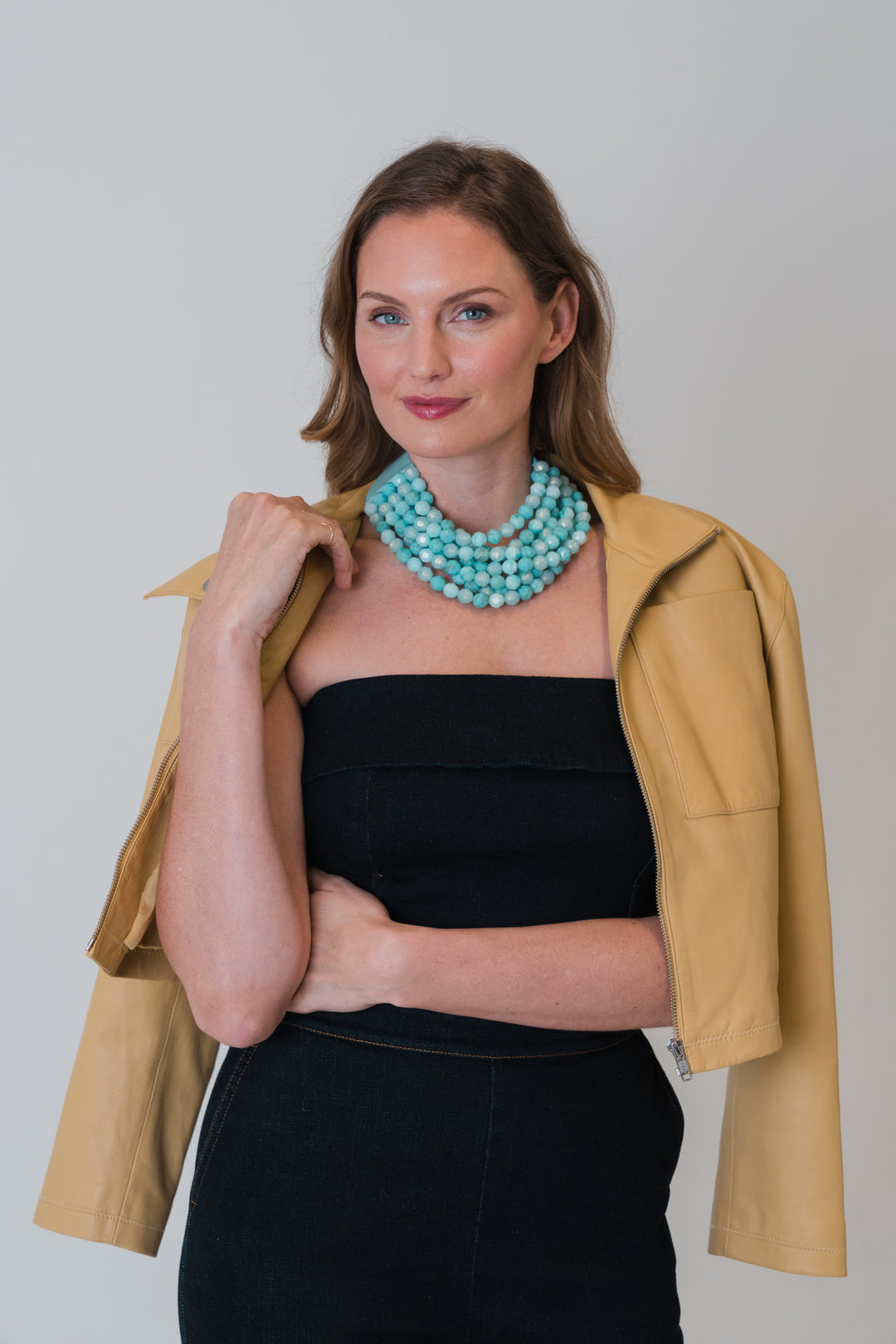 Bella Three Tone Marble Aqua Necklace