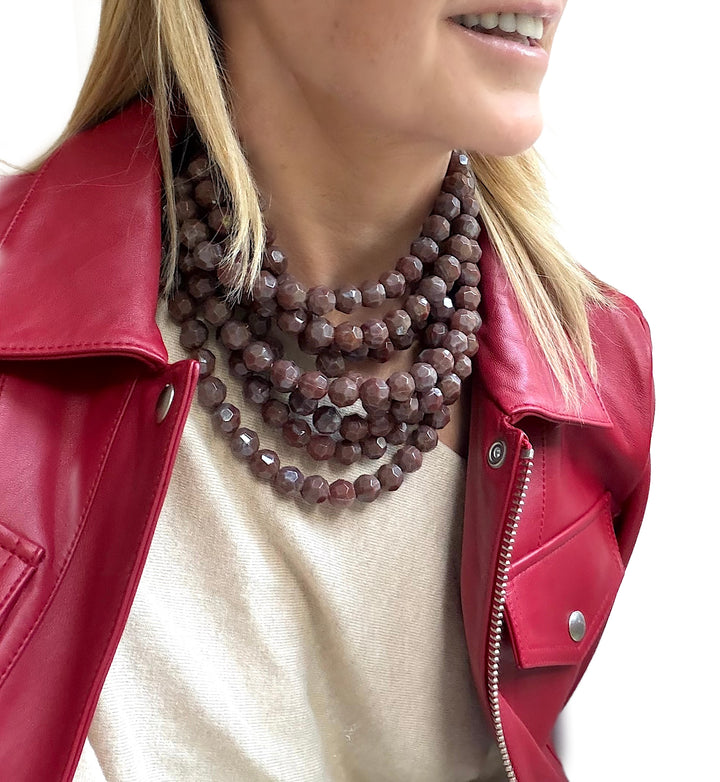 Bella Marble Rose Wine Necklae