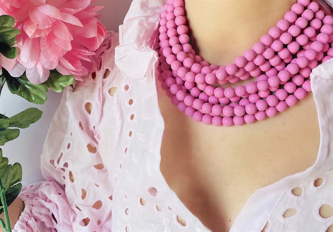 Medium Bella Matte Pink Necklace